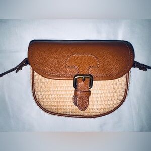 JCREW Classic small saddle bag in raffia